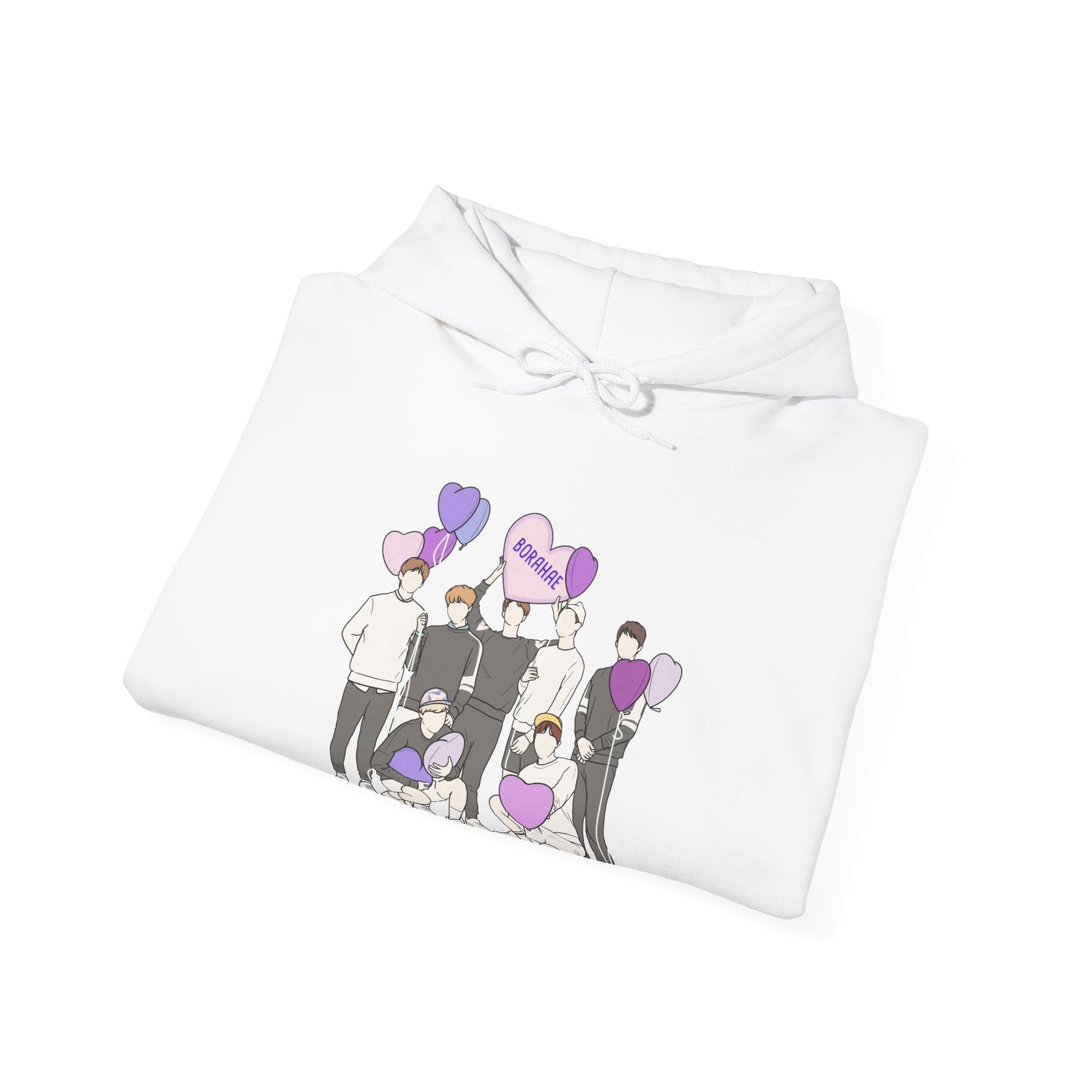 Borahae-Inspired Kpop Hoodie – Purple Love Hooded Sweatshirt for ARMY and Korean Pop Fans