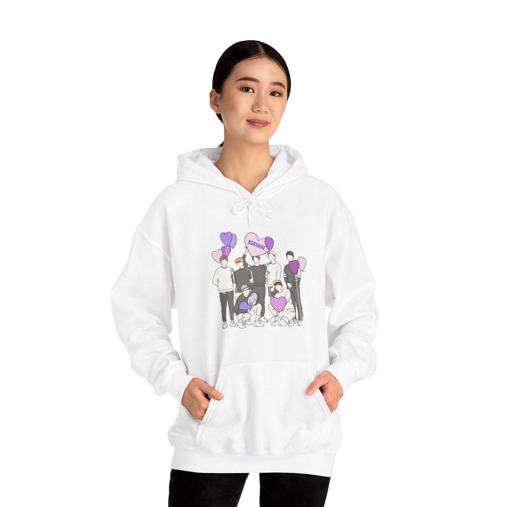 Borahae-Inspired Kpop Hoodie – Purple Love Hooded Sweatshirt for ARMY and Korean Pop Fans