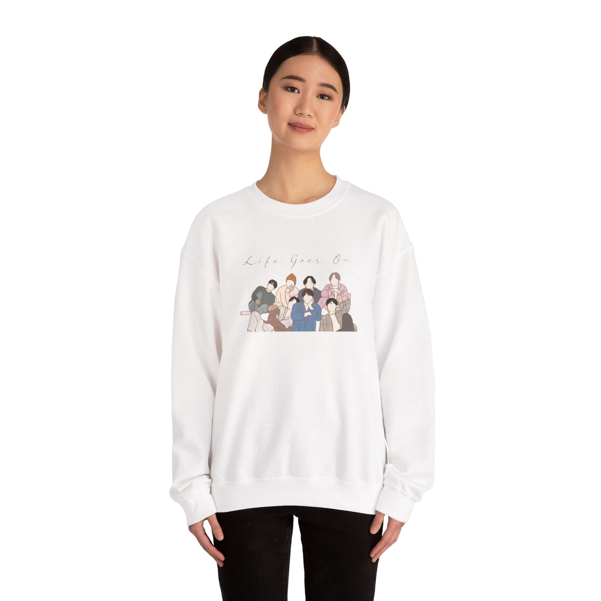 Life Goes On-Inspired Kpop Sweatshirt – Comforting Unisex Crewneck for ARMY and Korean Pop Fans
