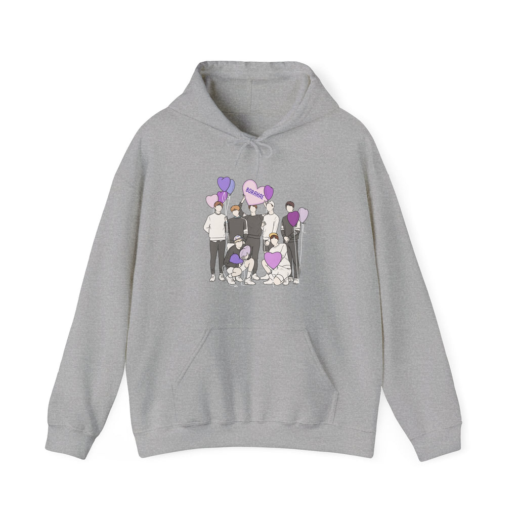 Borahae-Inspired Kpop Hoodie – Purple Love Hooded Sweatshirt for ARMY and Korean Pop Fans
