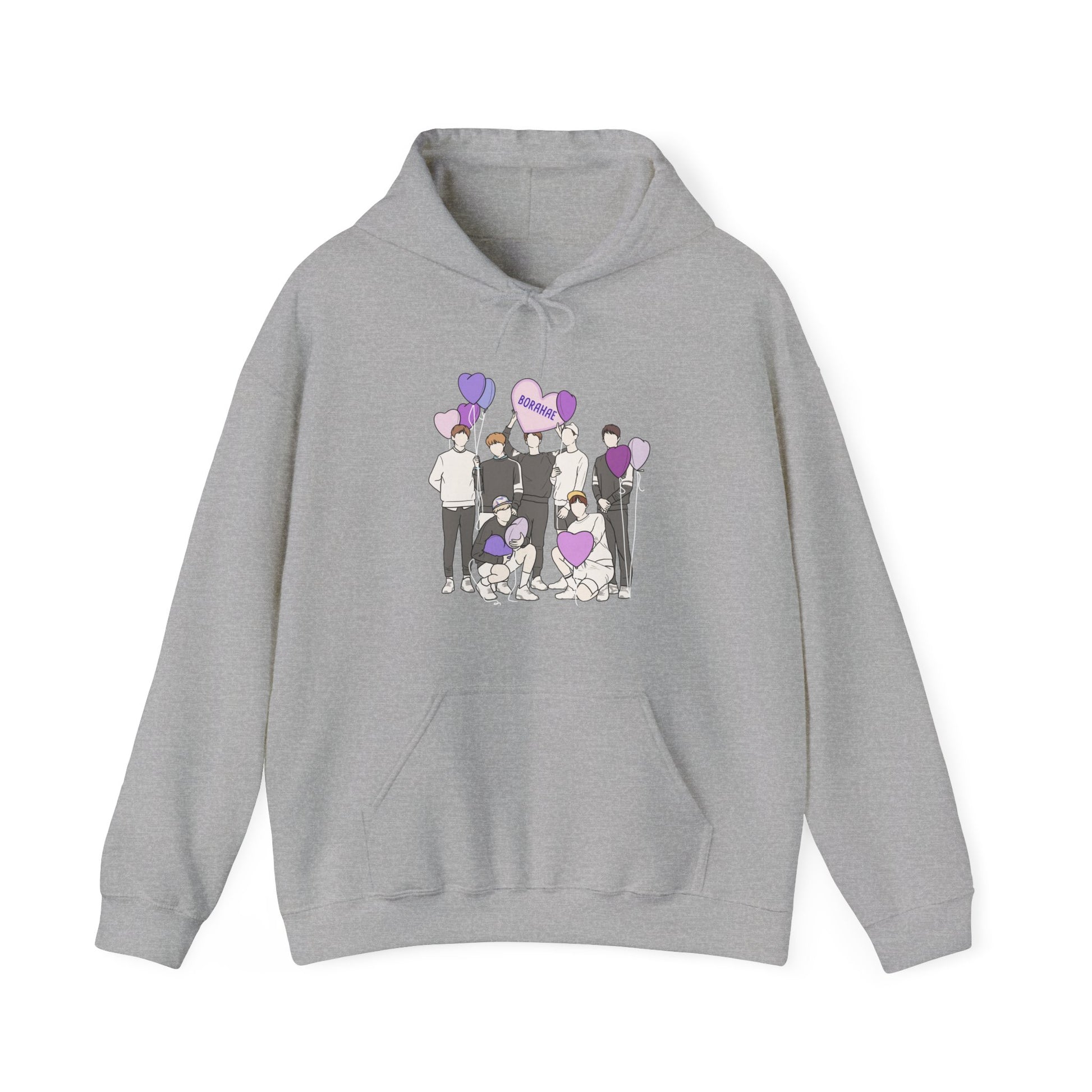 Borahae-Inspired Kpop Hoodie – Purple Love Hooded Sweatshirt for ARMY and Korean Pop Fans
