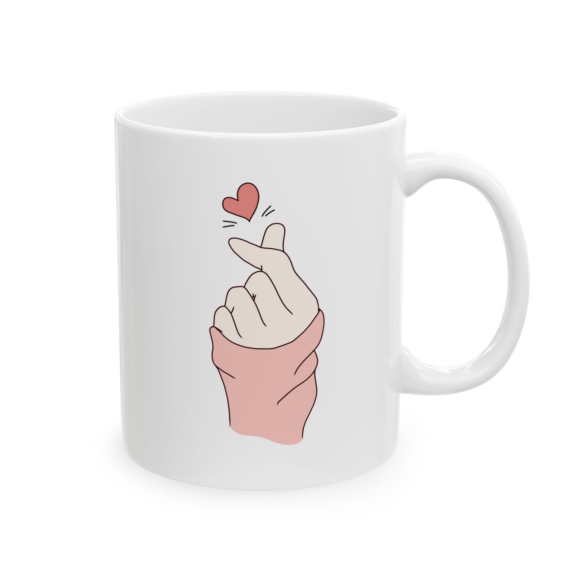 Kpop Logo Mug with Korean Heart – 11oz & 15oz Glossy Fan Gift