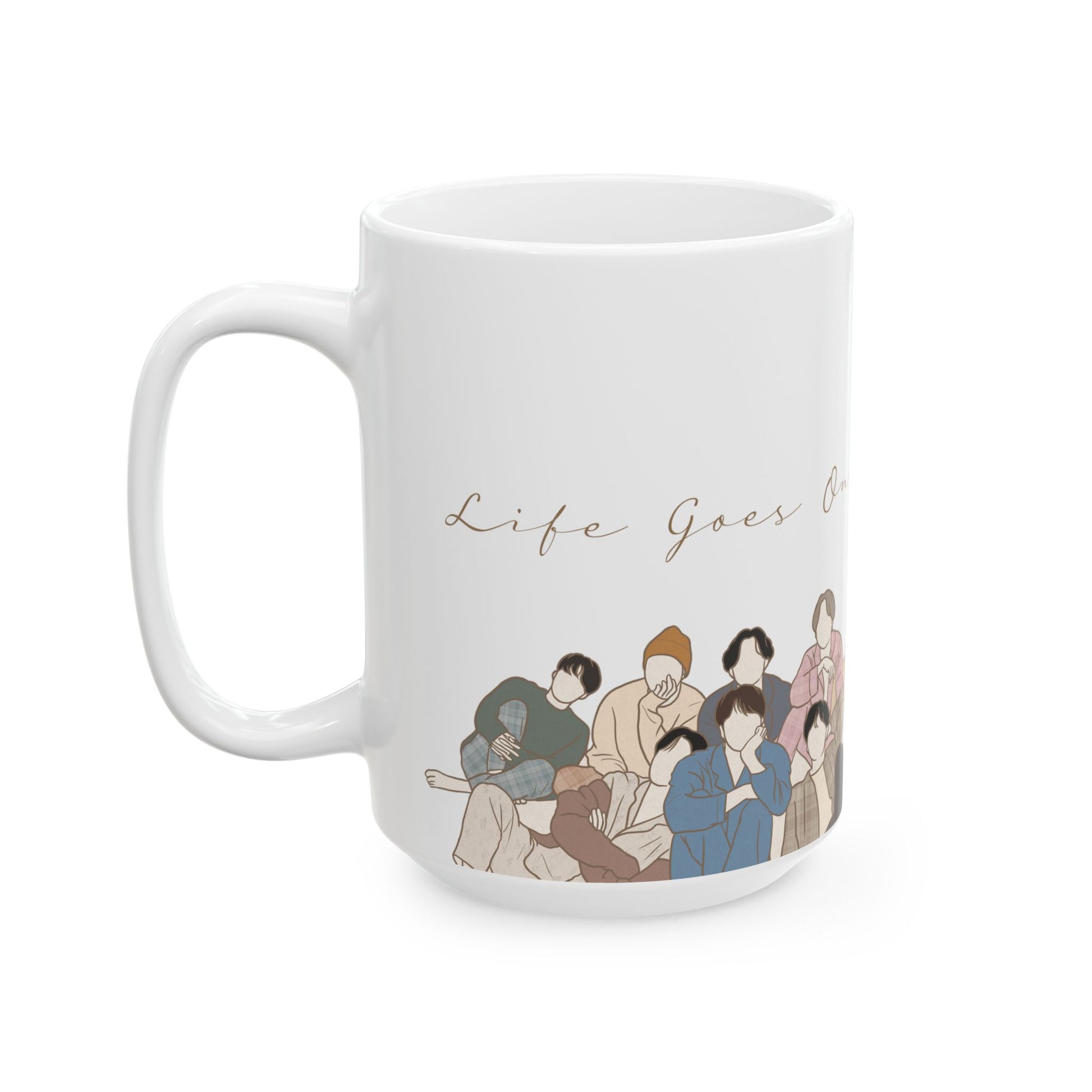 Life Goes On Kpop Fanart Mug – Minimal Healing Gift for Emotional Fans