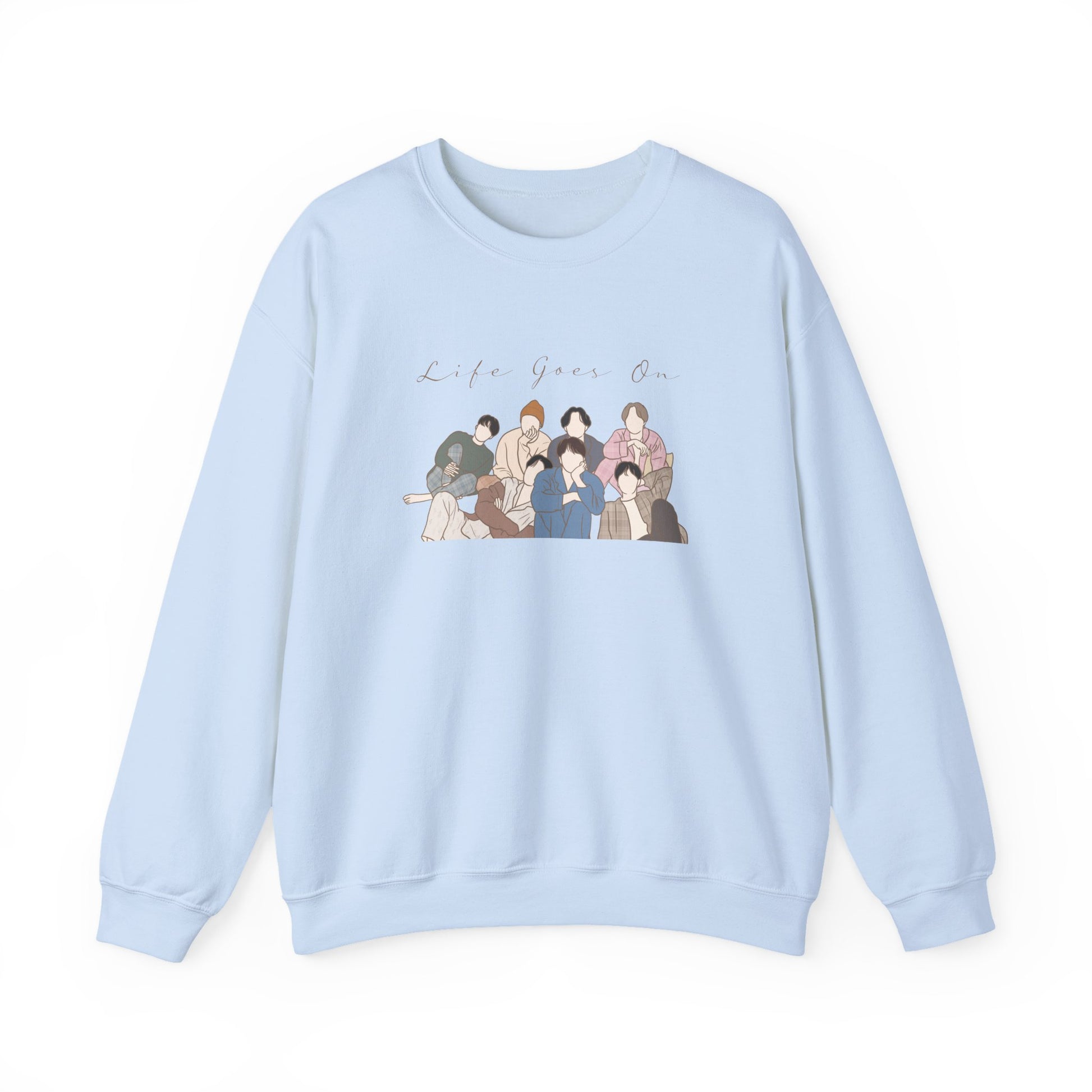 Life Goes On-Inspired Kpop Sweatshirt – Comforting Unisex Crewneck for ARMY and Korean Pop Fans