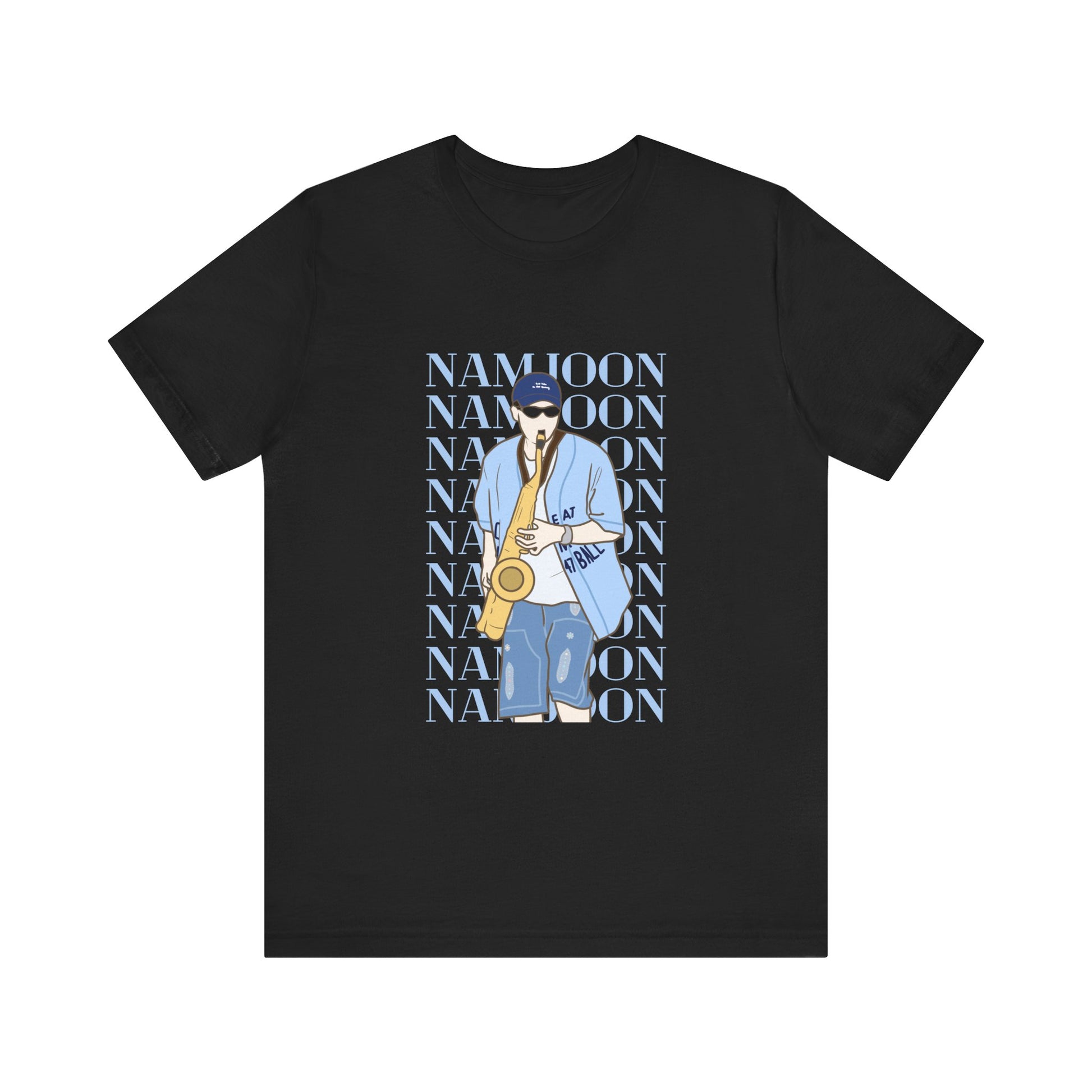 Playful RM Saxophone Kpop T-Shirt – Funny Namjoon Fan Tee for ARMY and Kpop Lovers