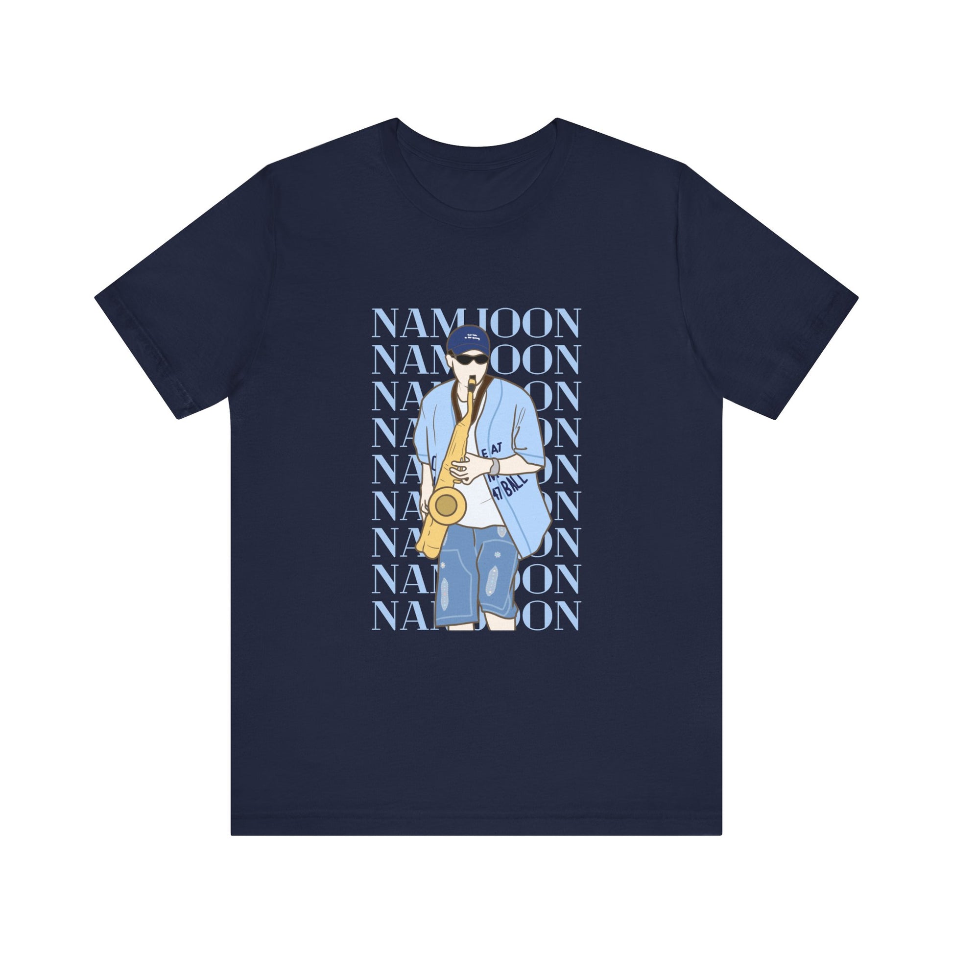 Playful RM Saxophone Kpop T-Shirt – Funny Namjoon Fan Tee for ARMY and Kpop Lovers
