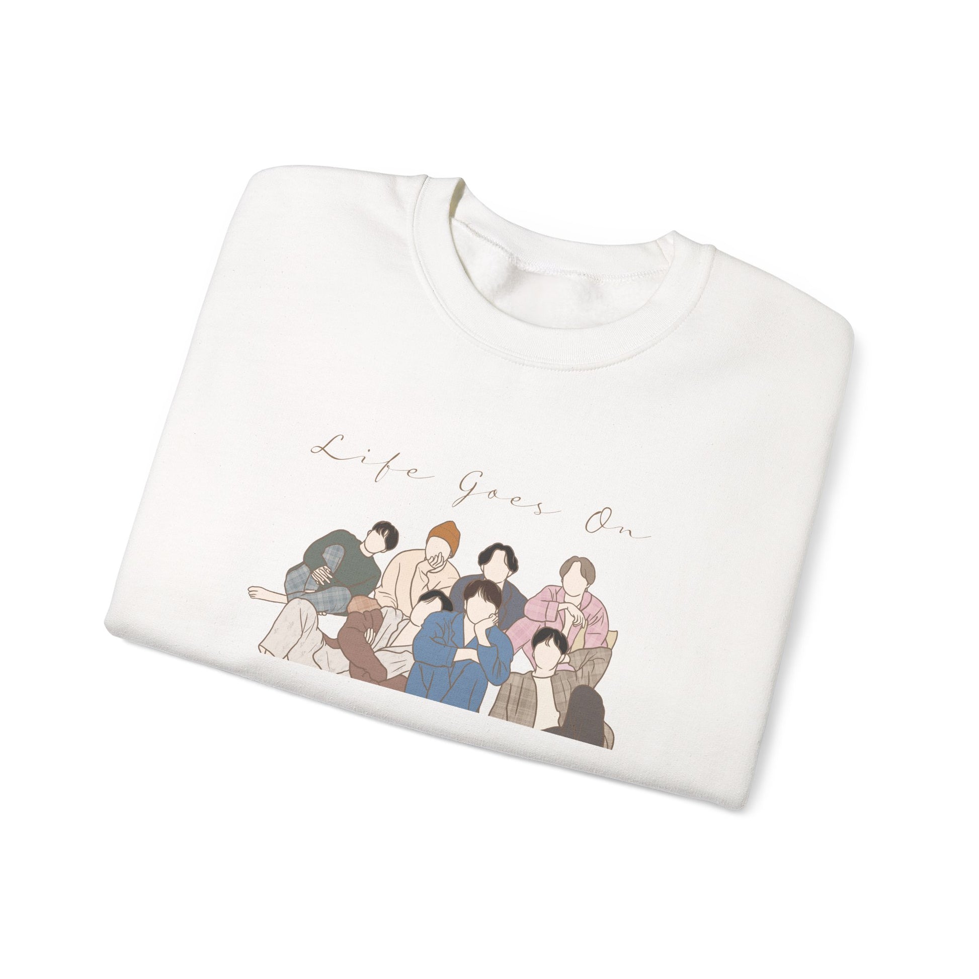 Life Goes On-Inspired Kpop Sweatshirt – Comforting Unisex Crewneck for ARMY and Korean Pop Fans