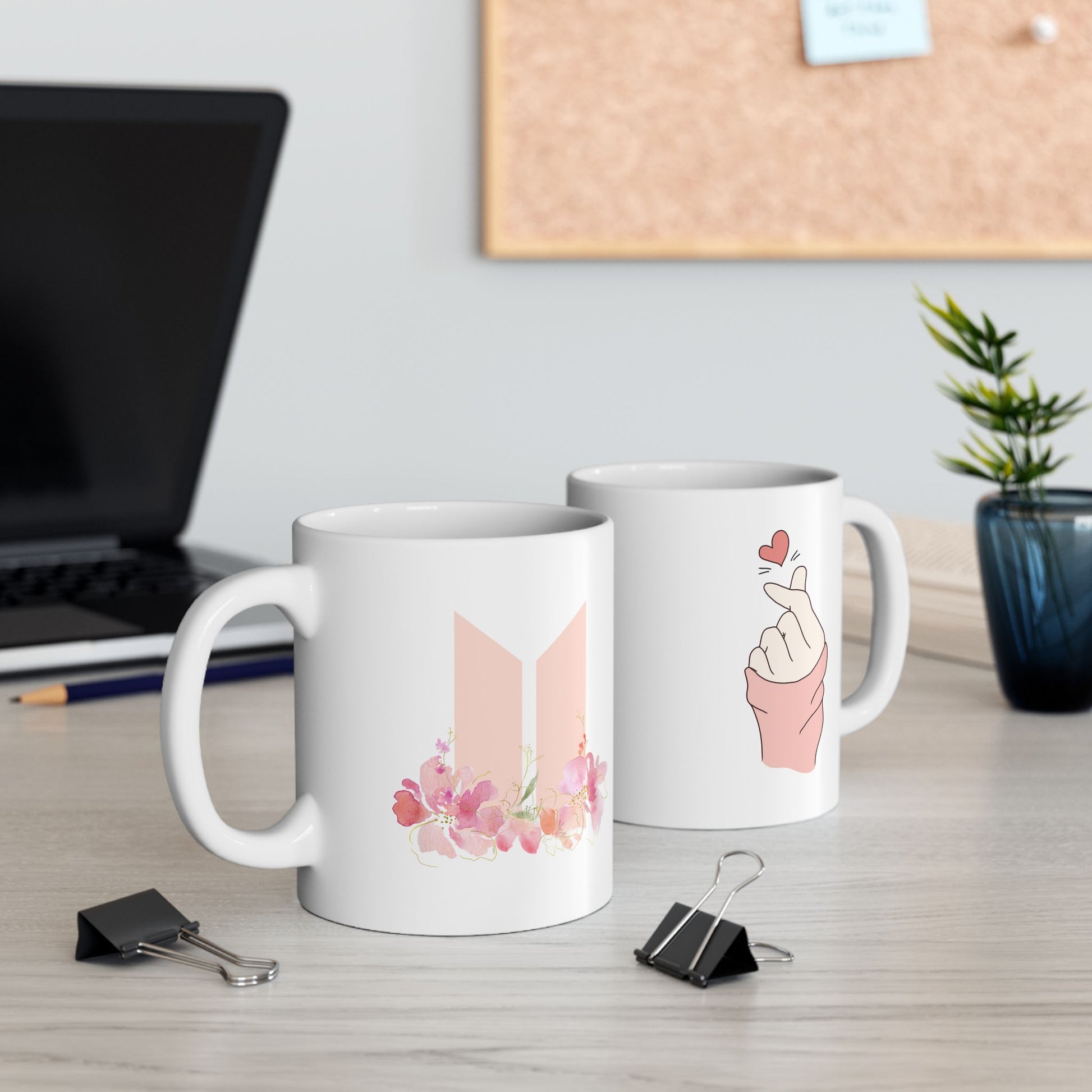 Kpop Logo Mug with Korean Heart – 11oz & 15oz Glossy Fan Gift