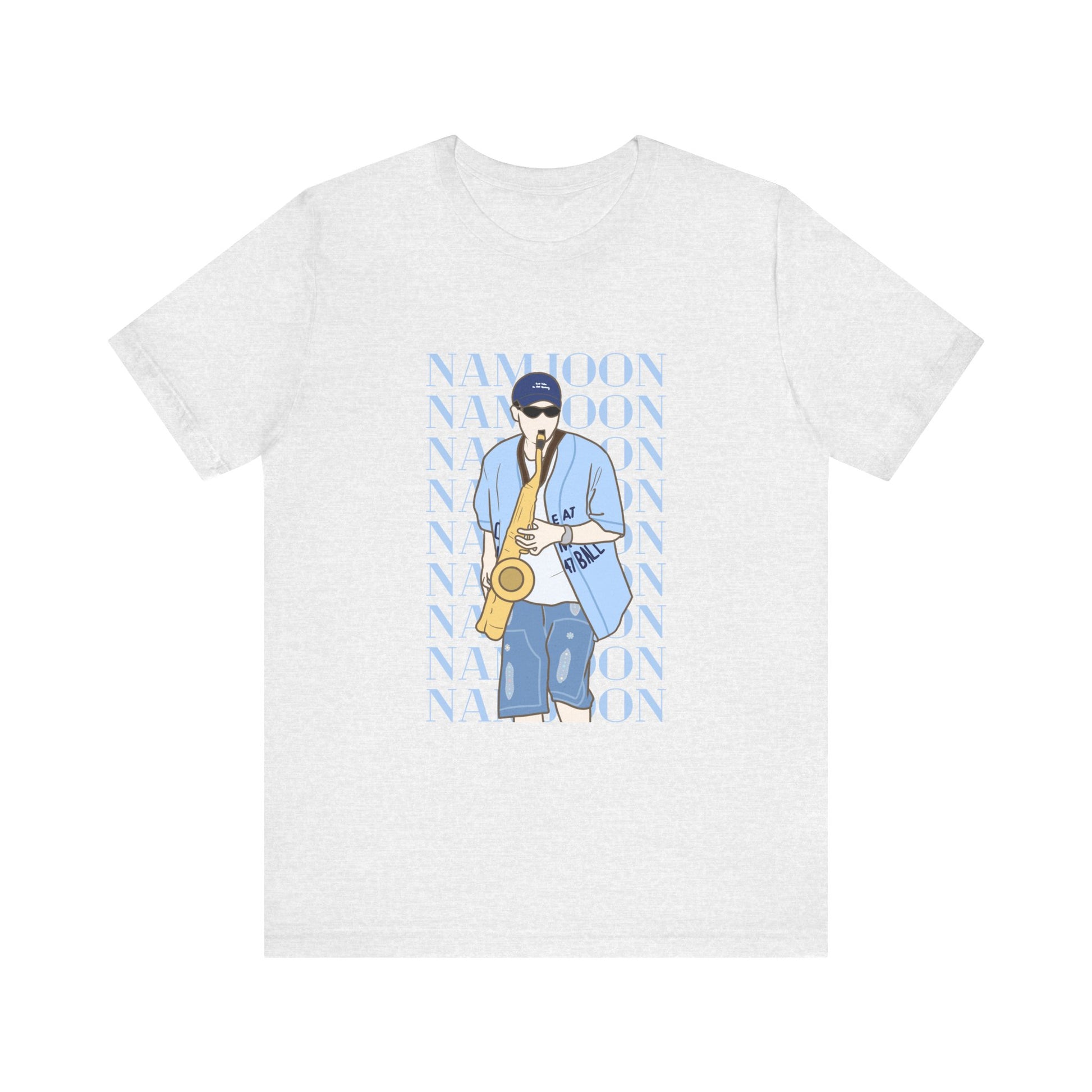Playful RM Saxophone Kpop T-Shirt – Funny Namjoon Fan Tee for ARMY and Kpop Lovers