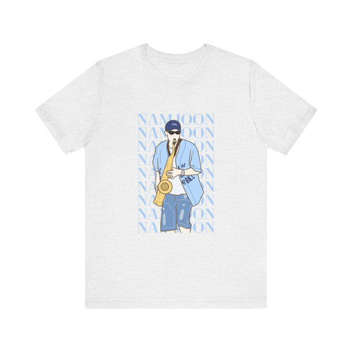 Playful RM Saxophone Kpop T-Shirt – Funny Namjoon Fan Tee for ARMY and Kpop Lovers