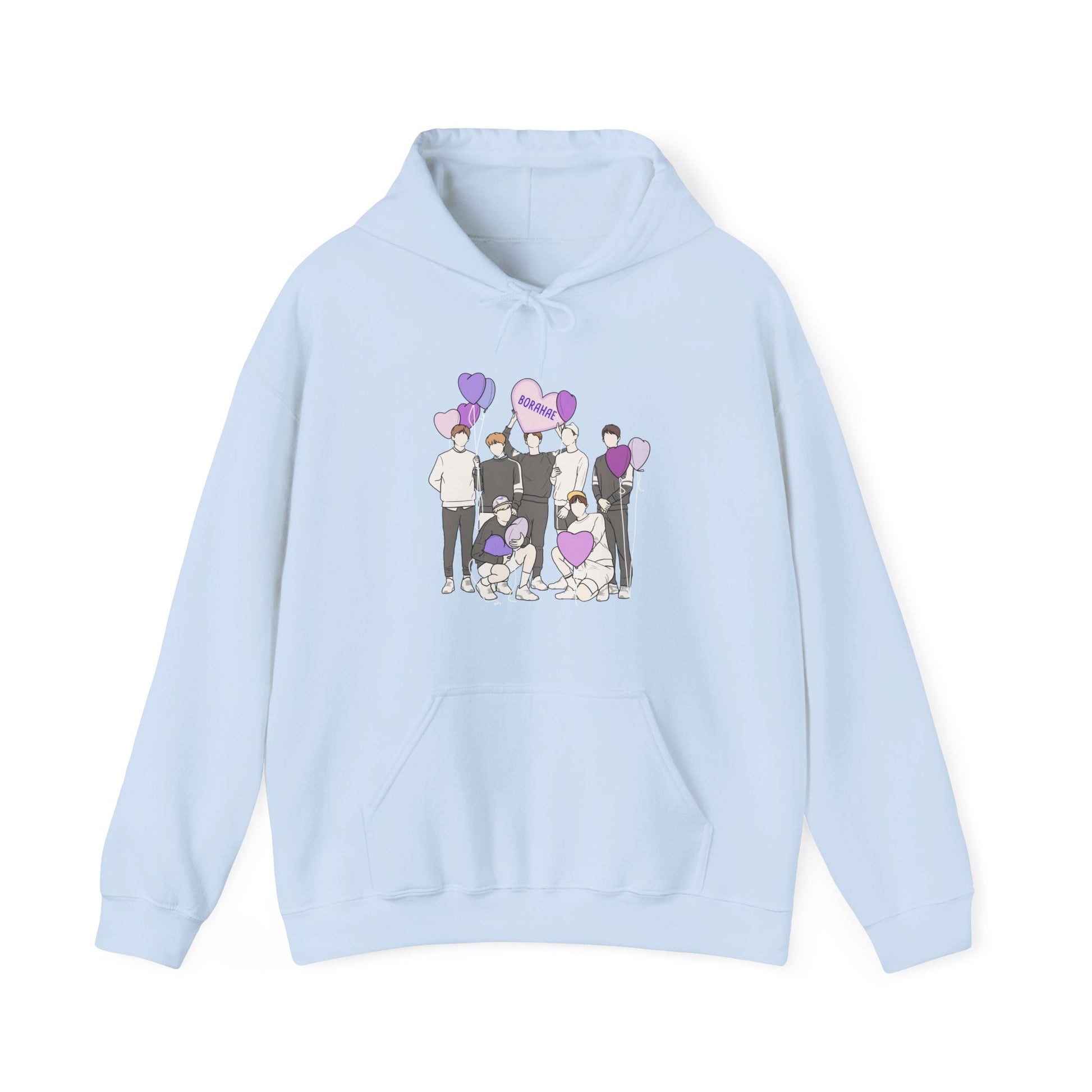 Borahae-Inspired Kpop Hoodie – Purple Love Hooded Sweatshirt for ARMY and Korean Pop Fans