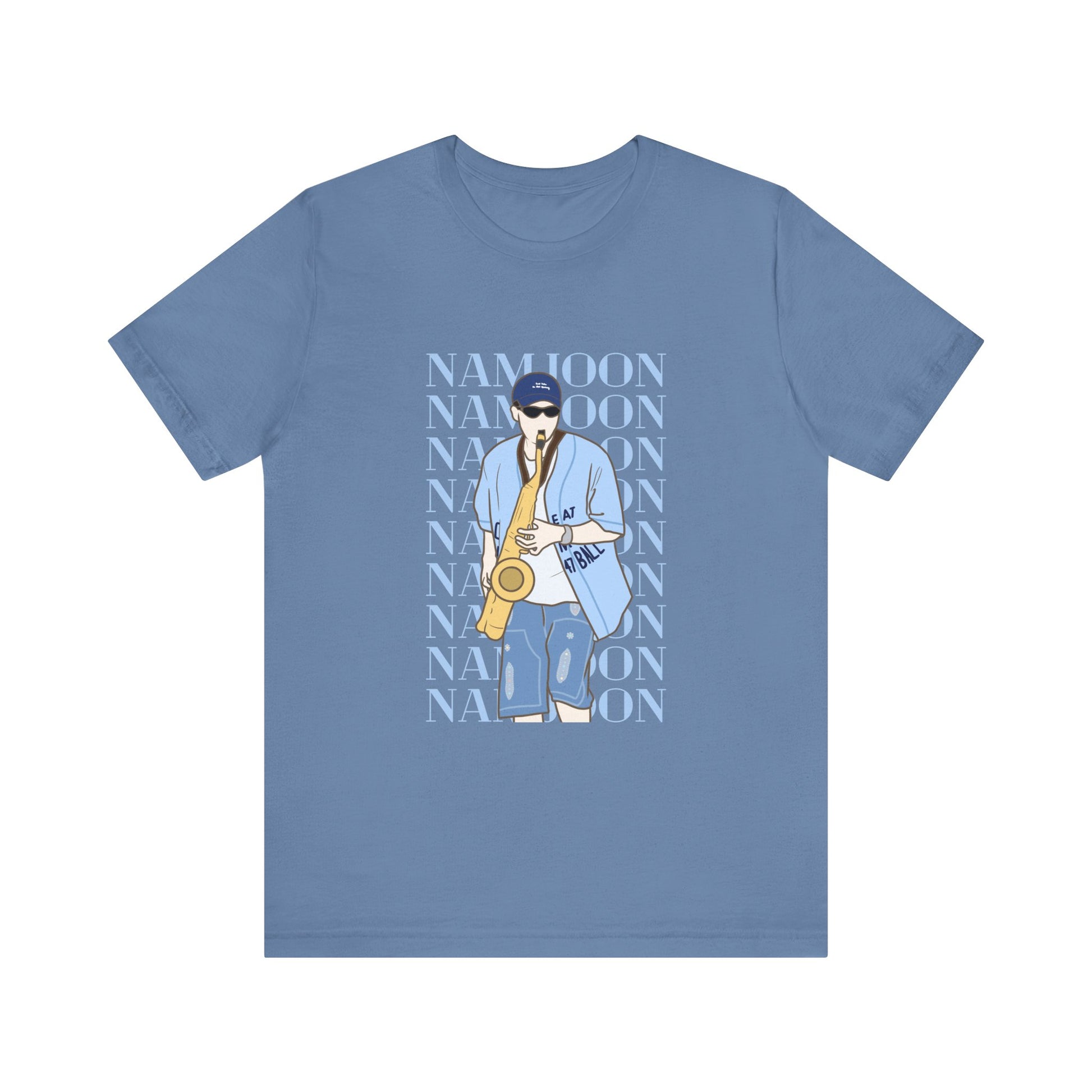 Playful RM Saxophone Kpop T-Shirt – Funny Namjoon Fan Tee for ARMY and Kpop Lovers