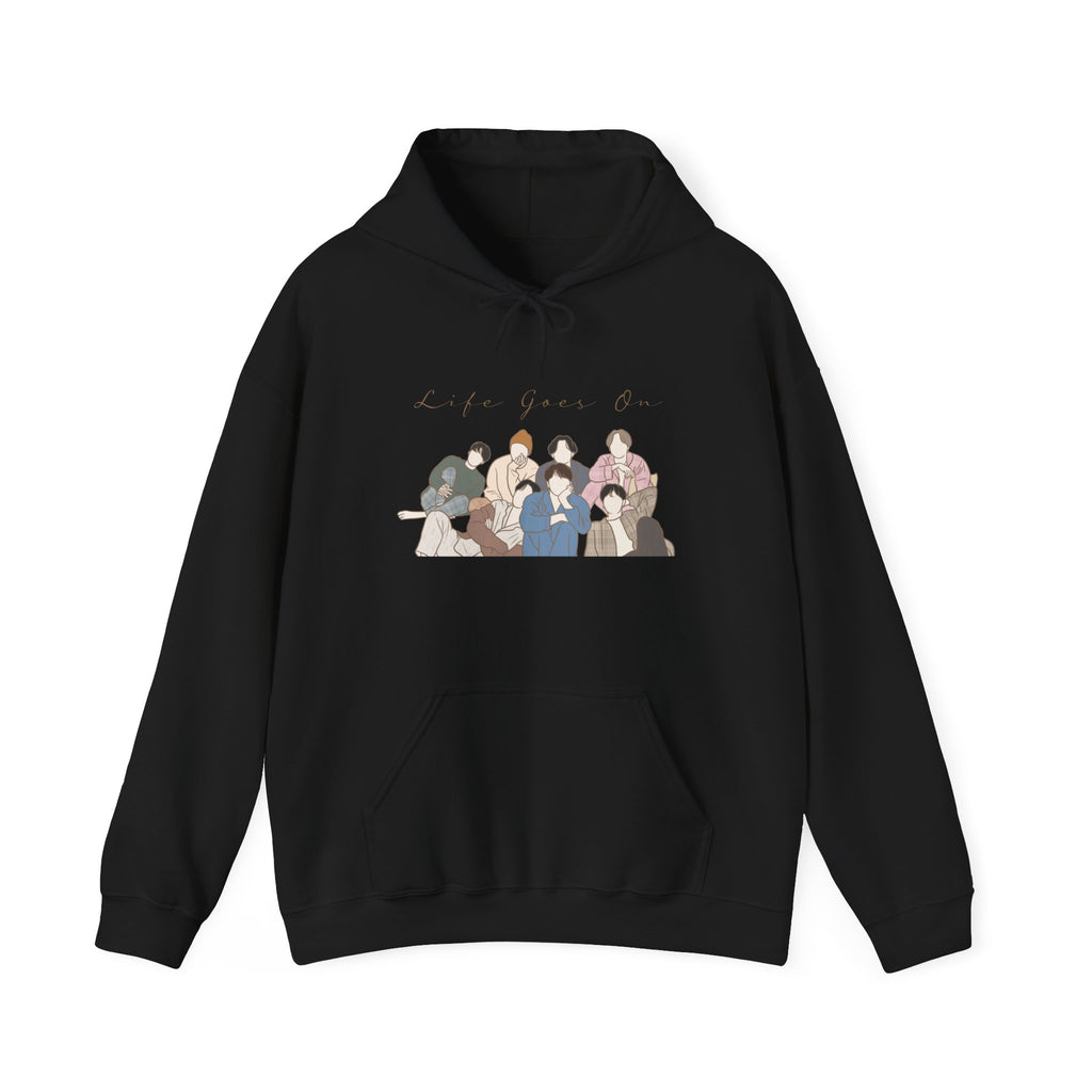 Life Goes On-Inspired Kpop Hoodie – Soft Hooded Sweatshirt for ARMY and Korean Pop Fans