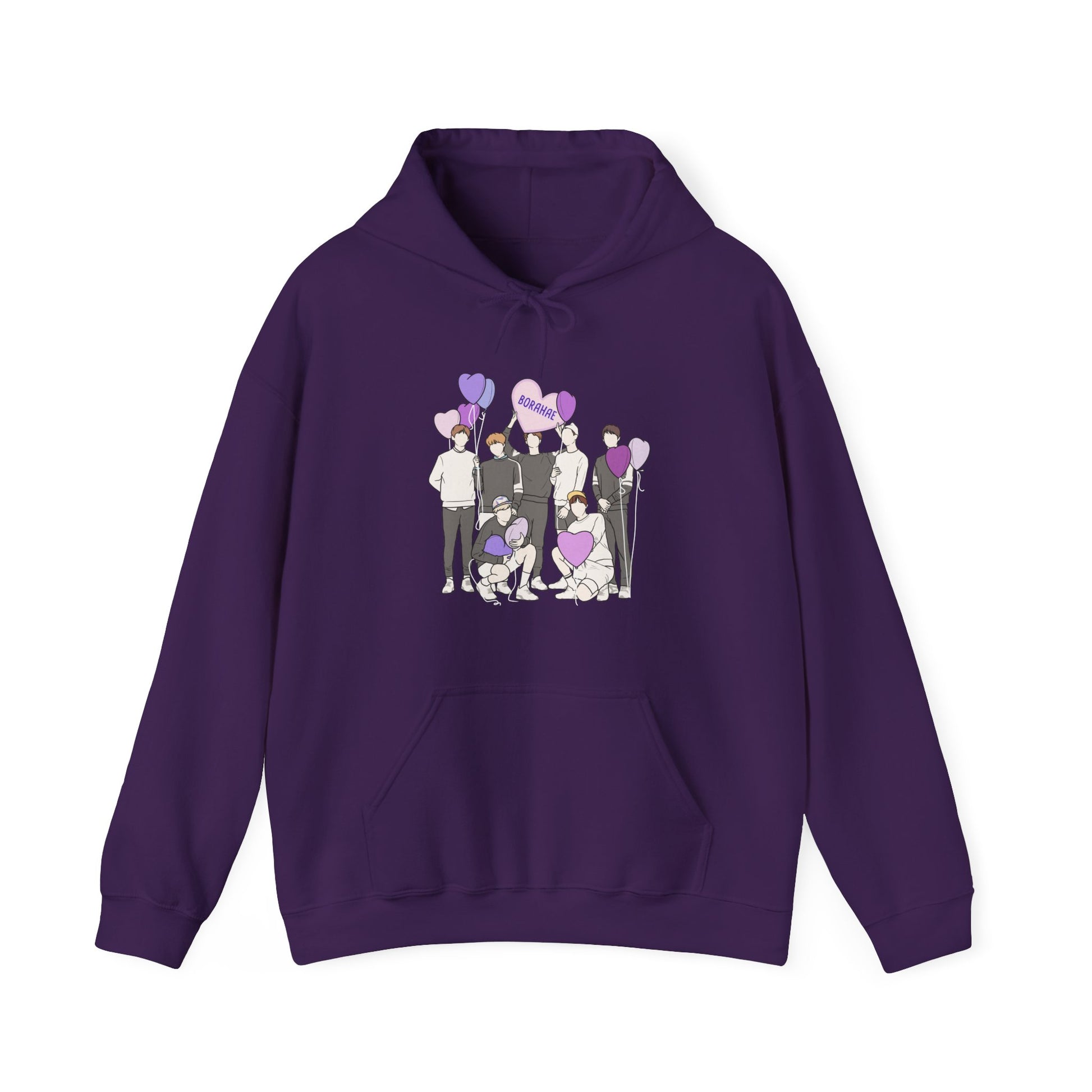 Borahae-Inspired Kpop Hoodie – Purple Love Hooded Sweatshirt for ARMY and Korean Pop Fans