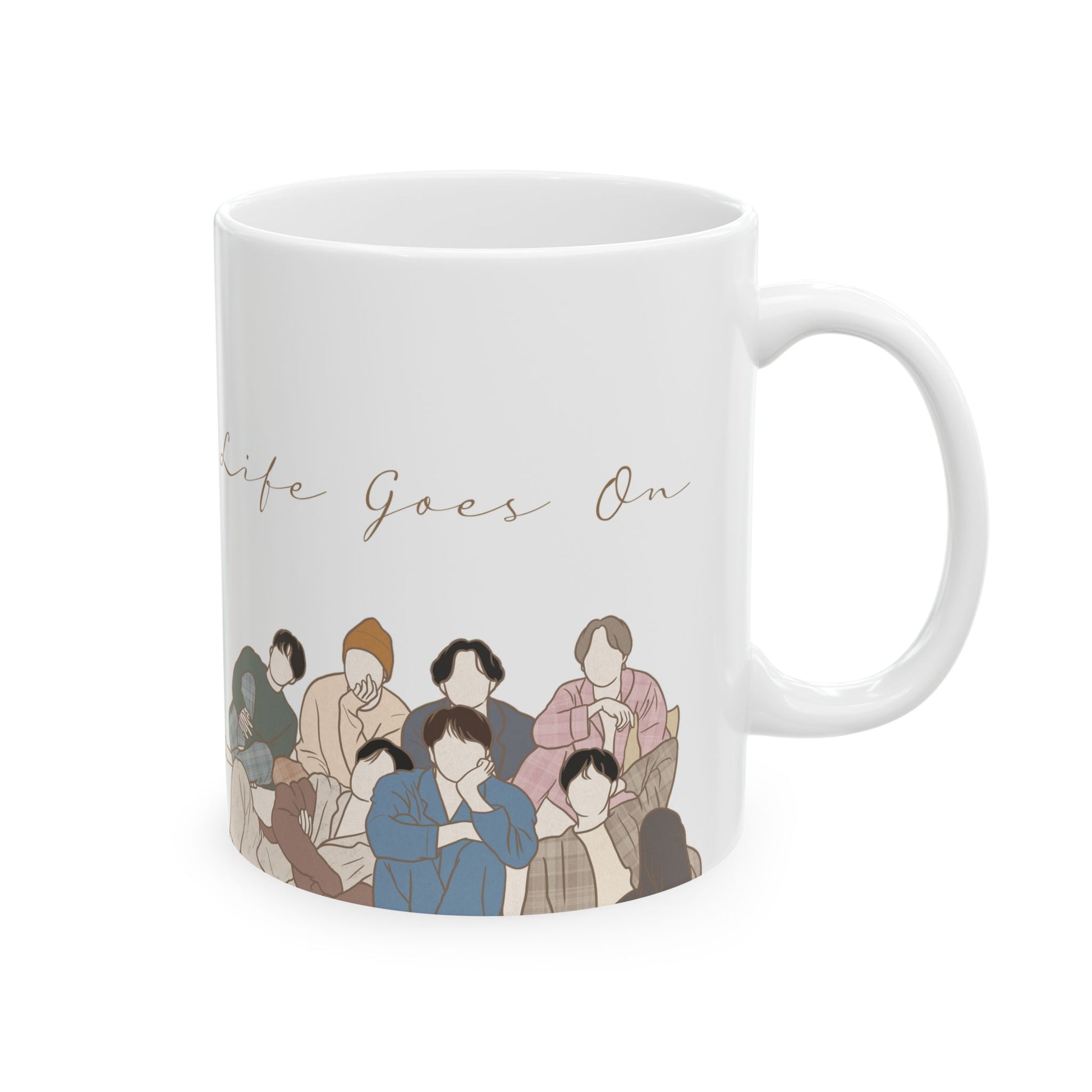 Life Goes On Kpop Fanart Mug – Minimal Healing Gift for Emotional Fans