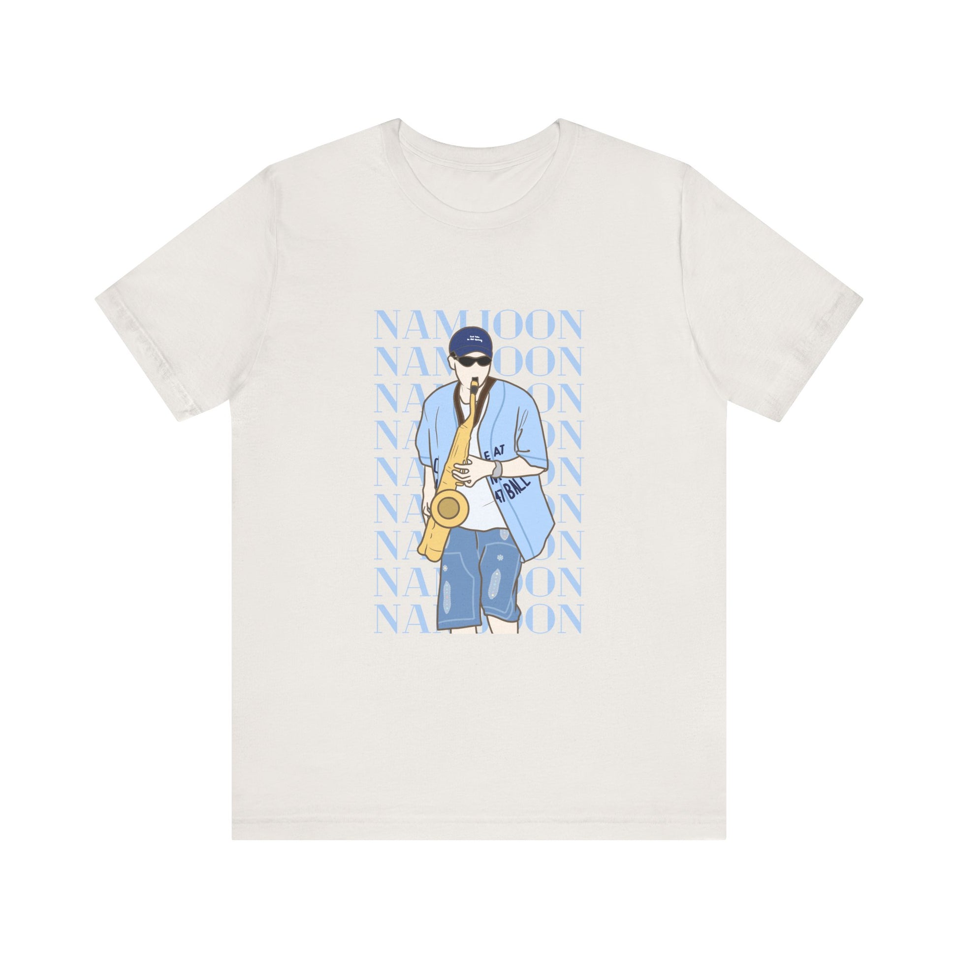 Playful RM Saxophone Kpop T-Shirt – Funny Namjoon Fan Tee for ARMY and Kpop Lovers