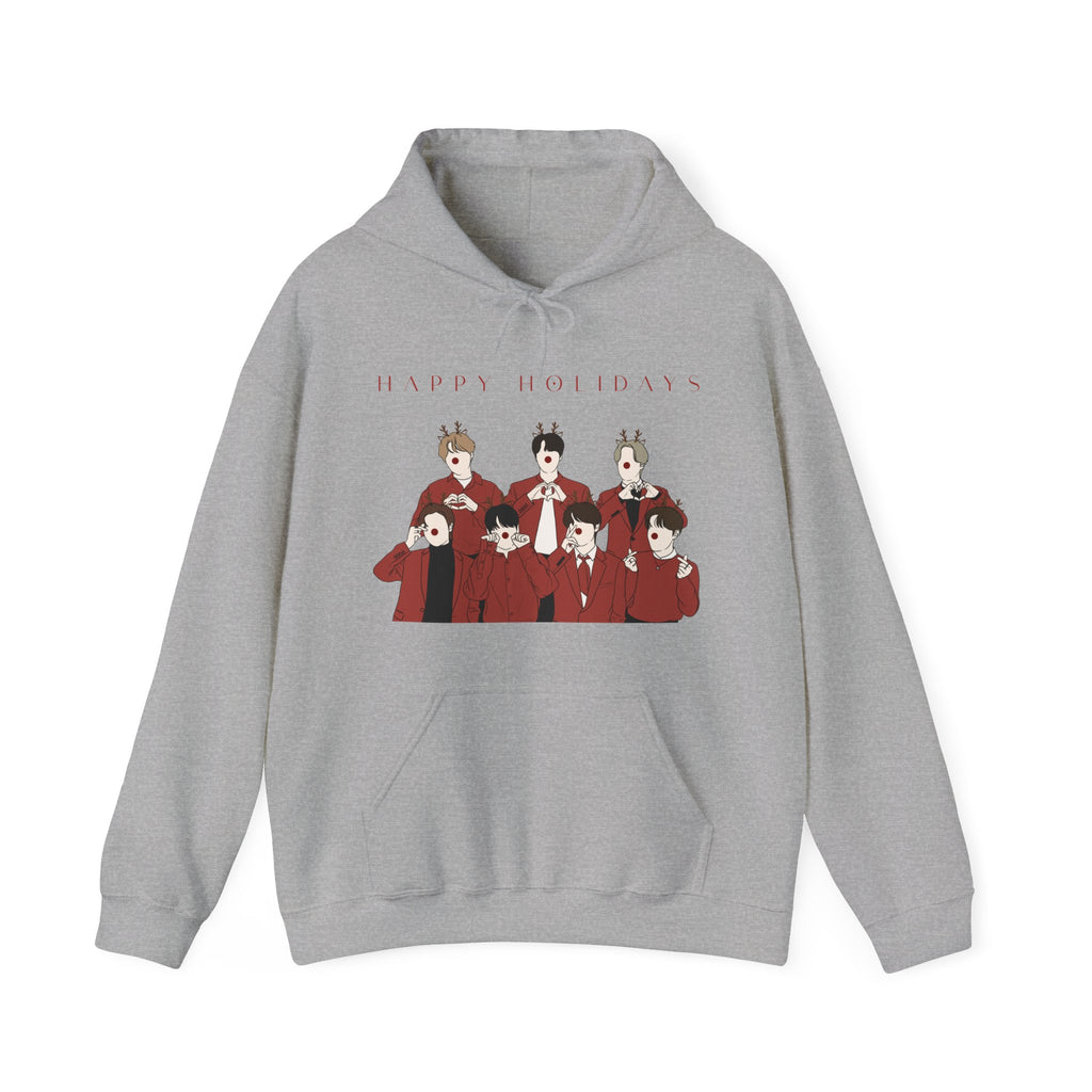 Kpop Holiday Hoodie – Christmas Hooded Sweatshirt for ARMY and Korean Pop Fans