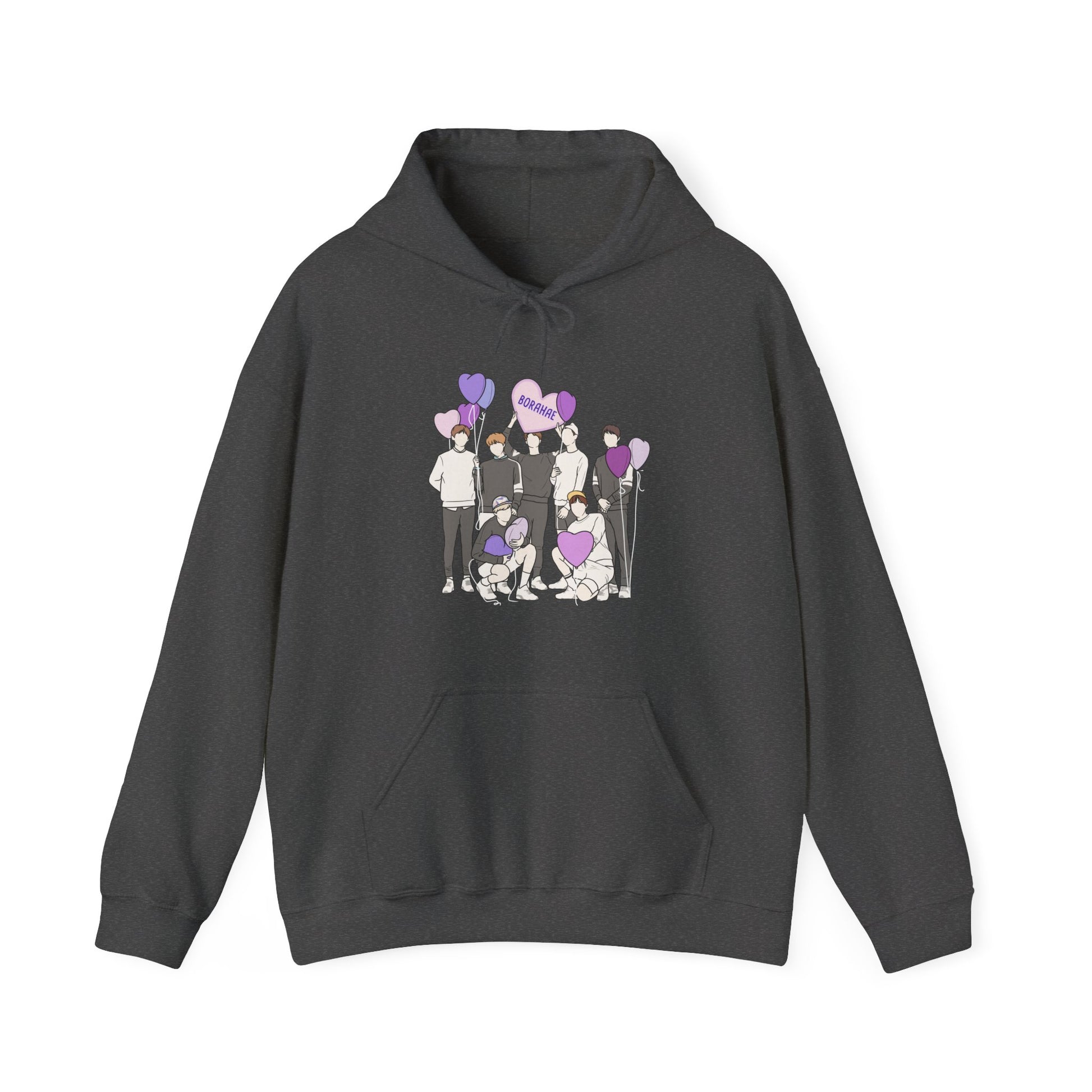 Borahae-Inspired Kpop Hoodie – Purple Love Hooded Sweatshirt for ARMY and Korean Pop Fans