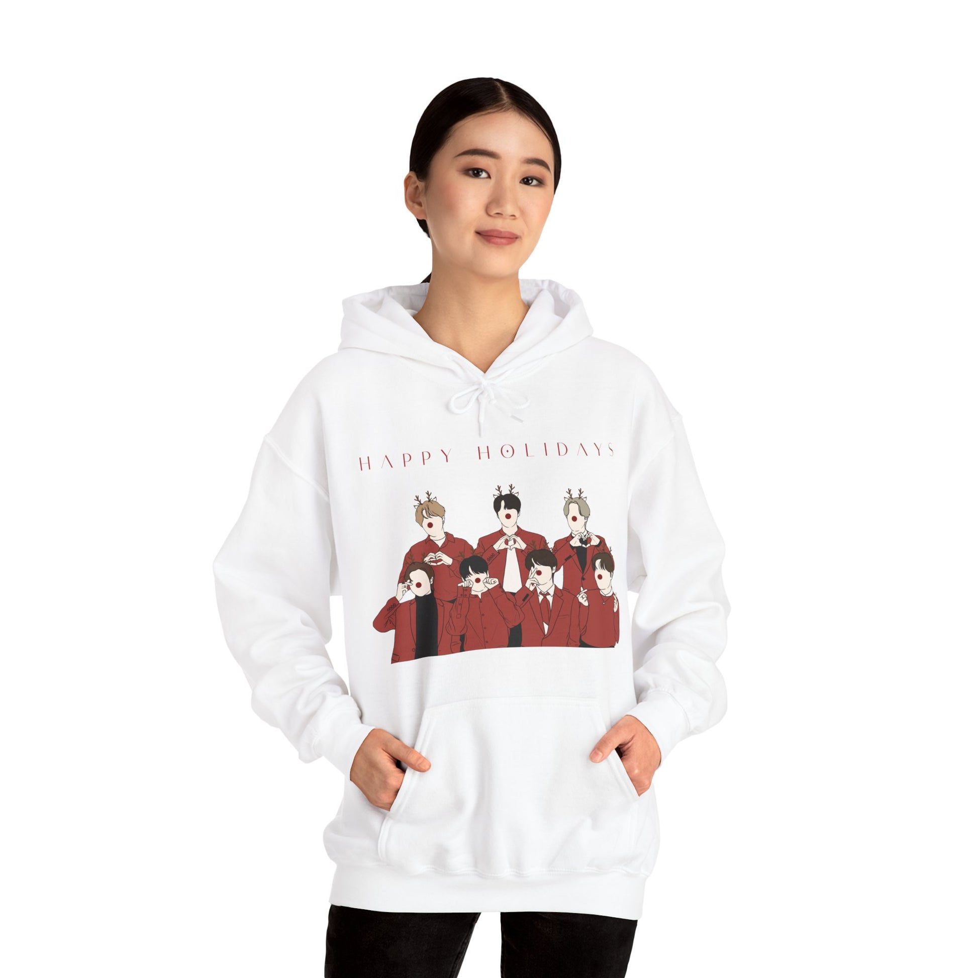Kpop Holiday Hoodie – Christmas Hooded Sweatshirt for ARMY and Korean Pop Fans