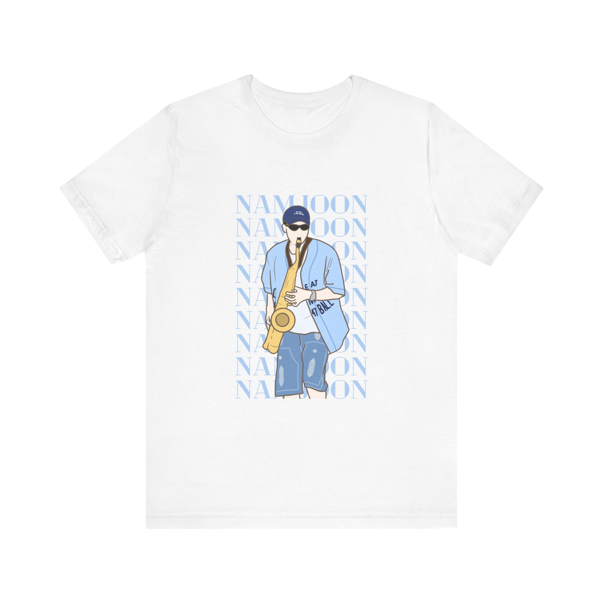 Playful RM Saxophone Kpop T-Shirt – Funny Namjoon Fan Tee for ARMY and Kpop Lovers