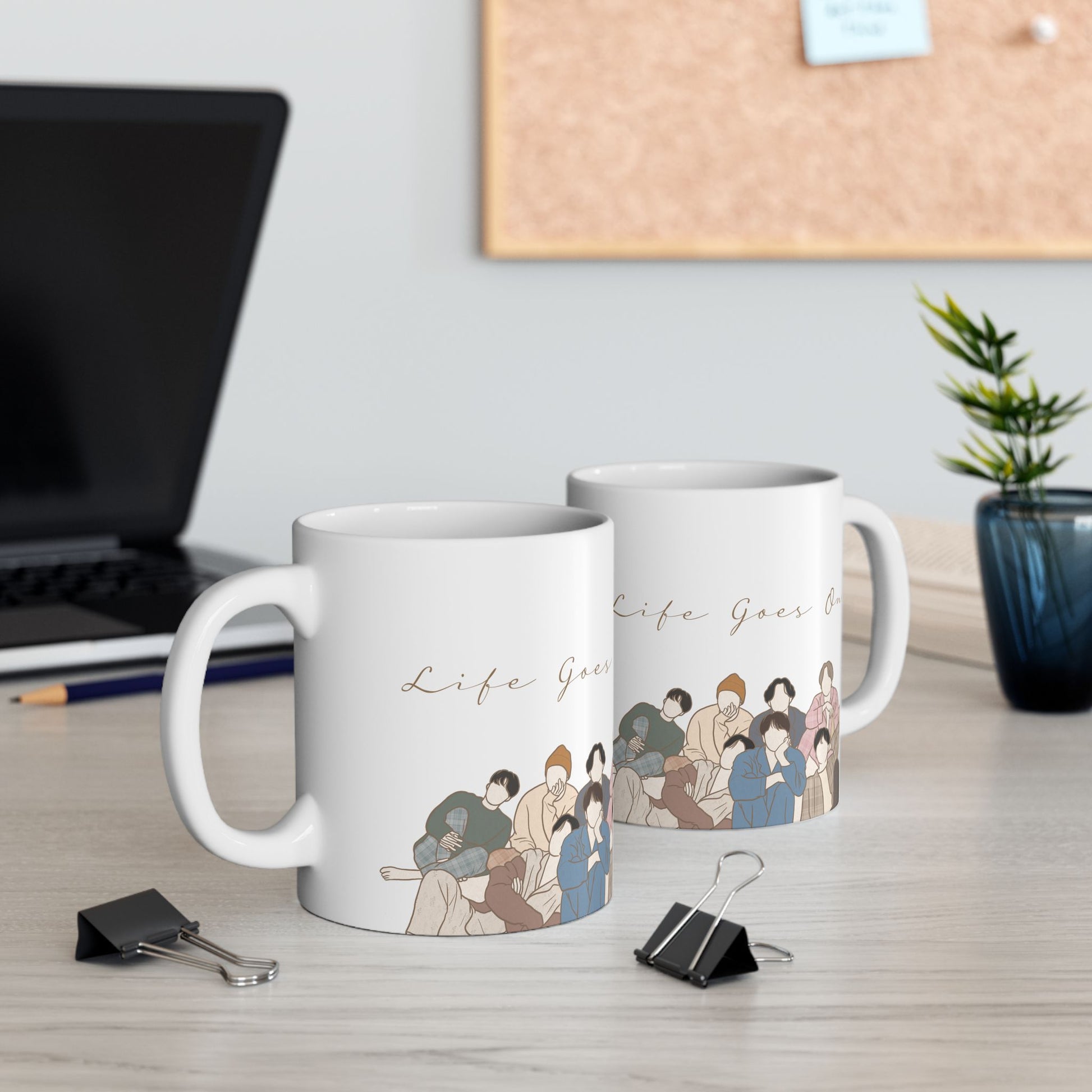 Life Goes On Kpop Fanart Mug – Minimal Healing Gift for Emotional Fans