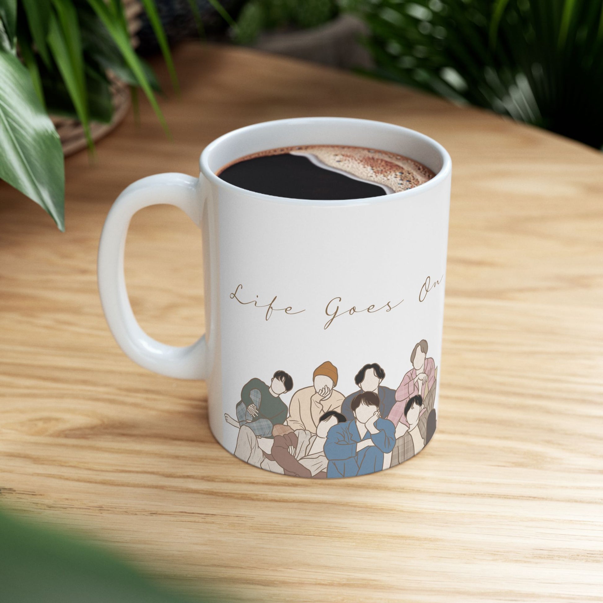 Life Goes On Kpop Fanart Mug – Minimal Healing Gift for Emotional Fans