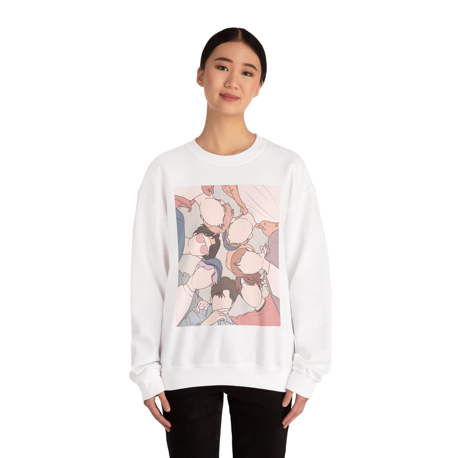 Bangtan-Inspired Kpop Sweatshirt – Unisex Fanart Crewneck for ARMY and Korean Music Lovers