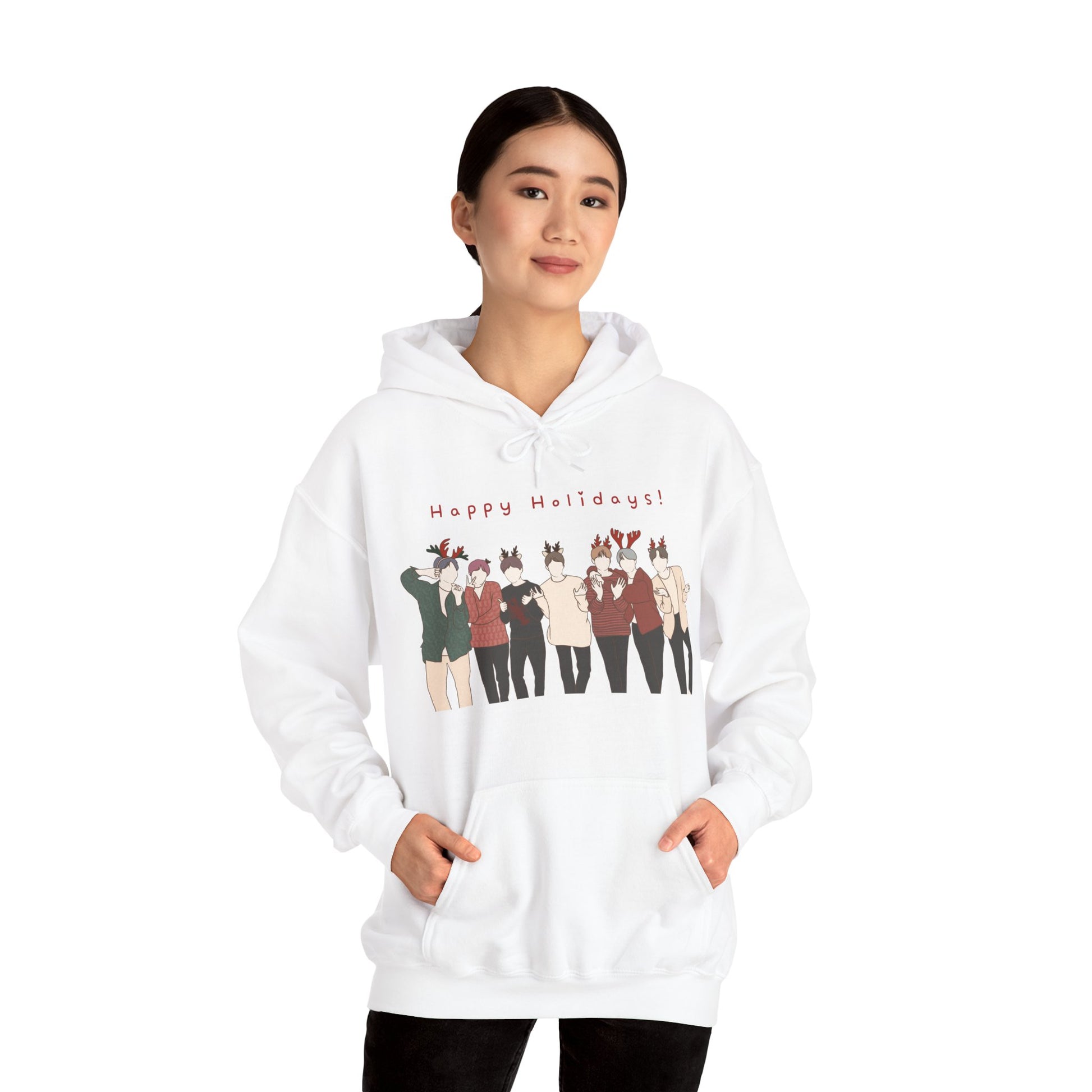 Kpop Holiday Hoodie – Festive Hooded Sweatshirt Gift for ARMY and Korean Pop Fans