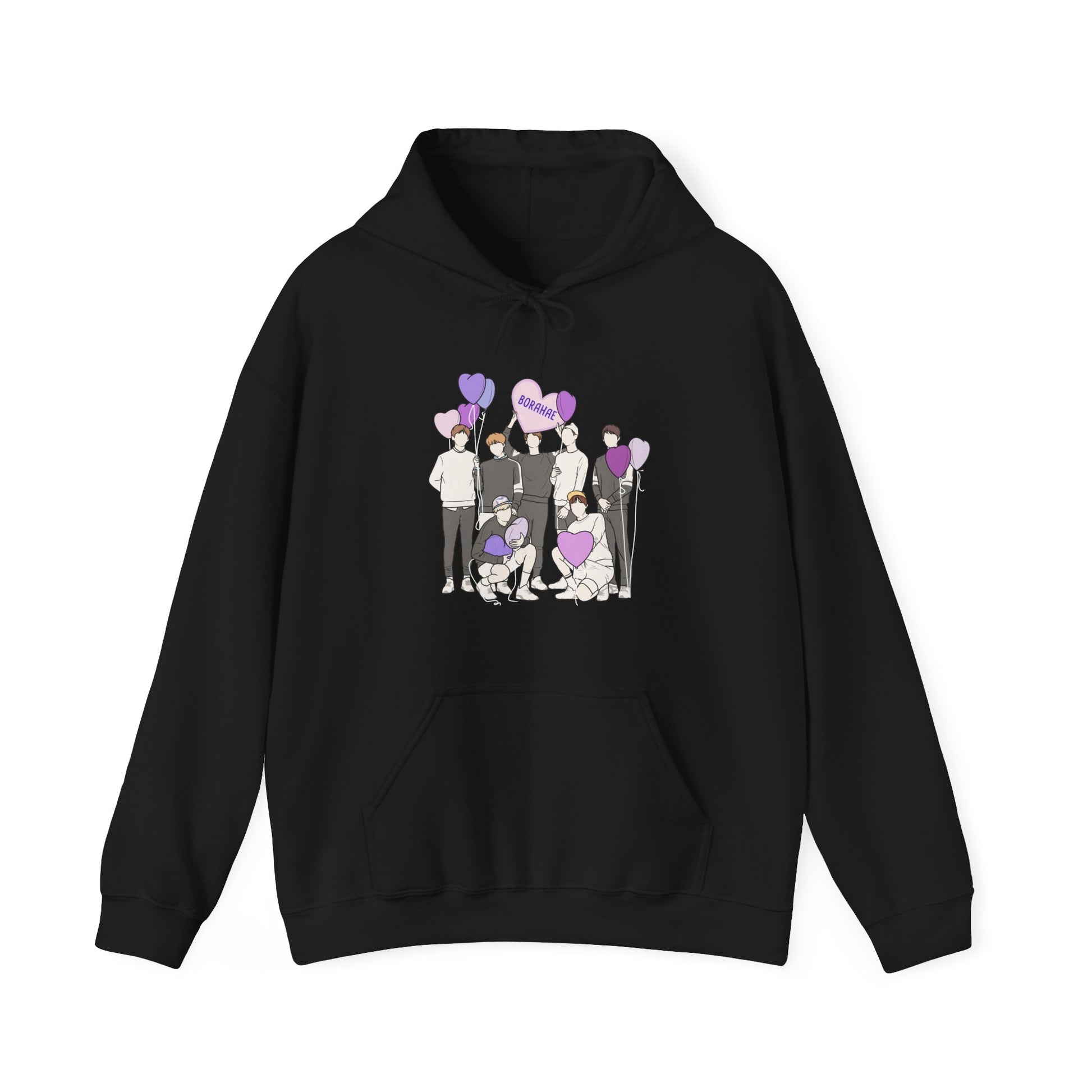 Borahae-Inspired Kpop Hoodie – Purple Love Hooded Sweatshirt for ARMY and Korean Pop Fans