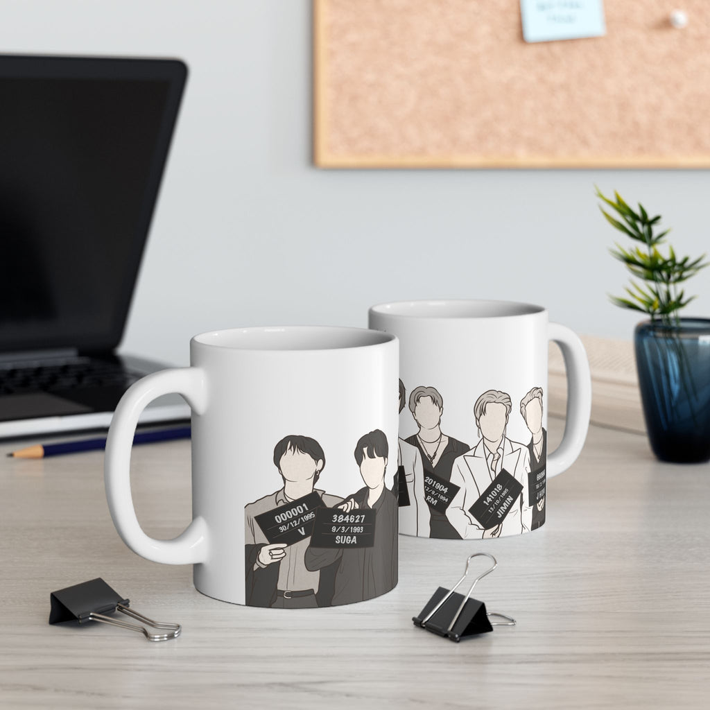 Kpop Butter Mugshot Mug – Minimal Fanart Cup for Bold Fandom Vibes